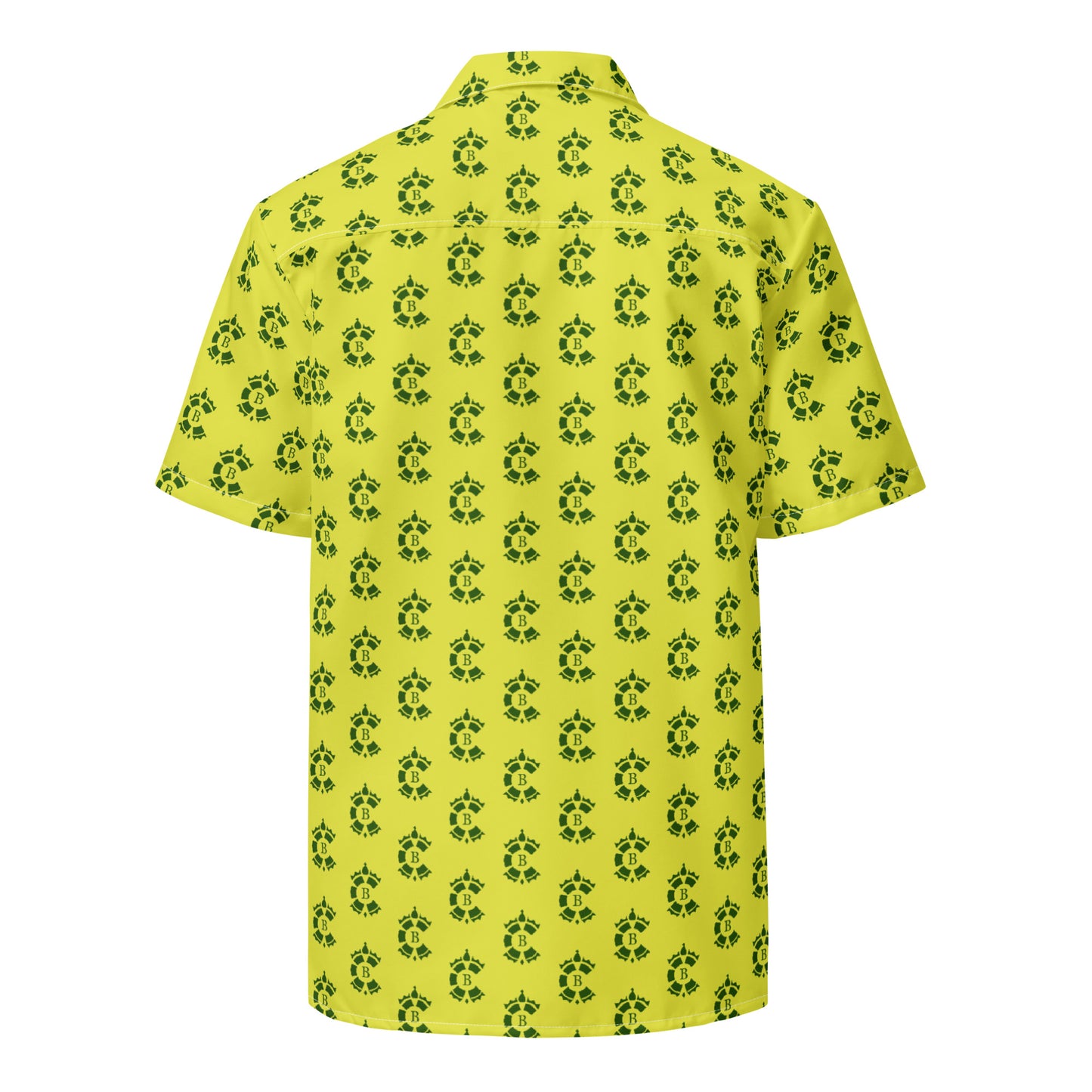 CONTRABRANDED R-Logos Button Up Short Sleeve Green on Yellow
