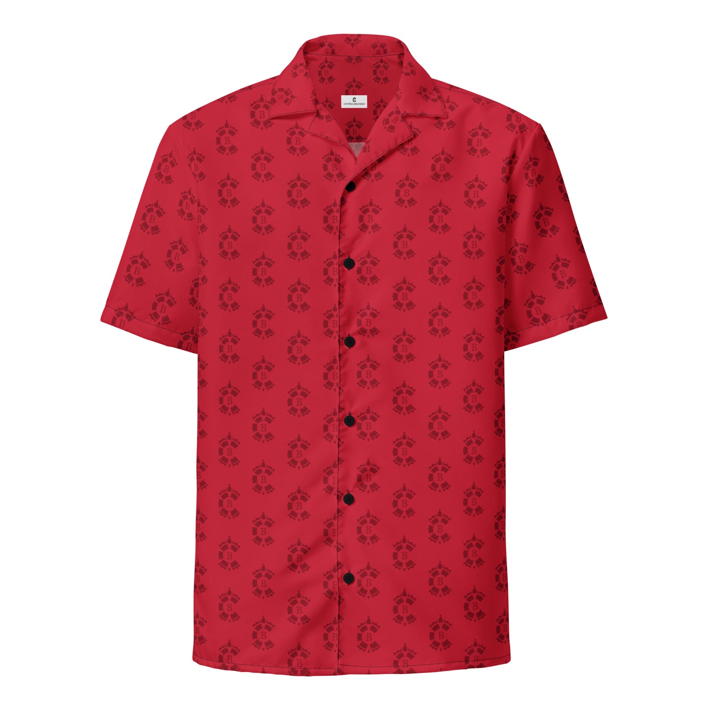 CONTRABRANDED R-Logos Button Up Short Sleeve Red on Red