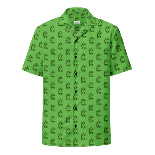 CONTRABRANDED R-Logos Button Up Short Sleeve Green on Green