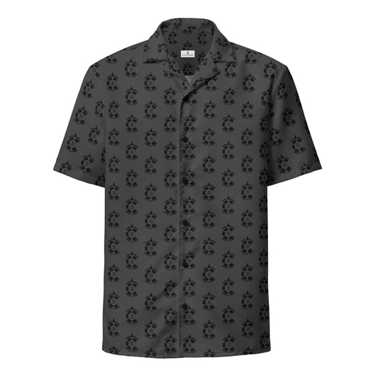CONTRABRANDED R-Logos Button Up Short Sleeve Black on Gray